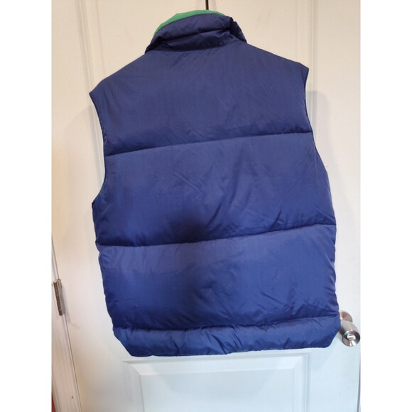 Women's Vintage Pappagallo Reversible Down Puffer Vest Blue Green Large - Picture 4 of 7